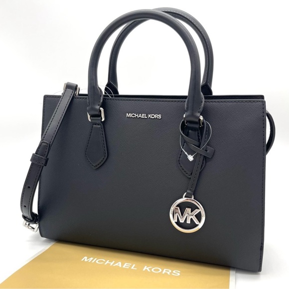Michael Kors Sheila Medium Center Zip Satchel Bag Black - Picture 3 of 11